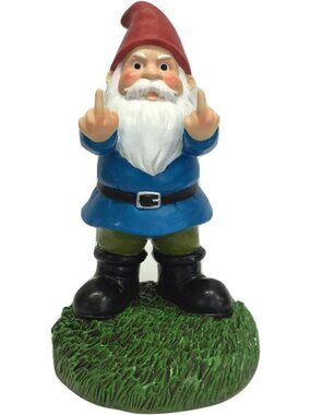 Funny Middle Finger Gnome Statue 8.5in - Unique Garden Decor for Yard & Patio